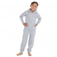12C146: Older Kids Brushed Back Fleece Jog Pant With Rib Waist- Grey Marl (7-13 Years)